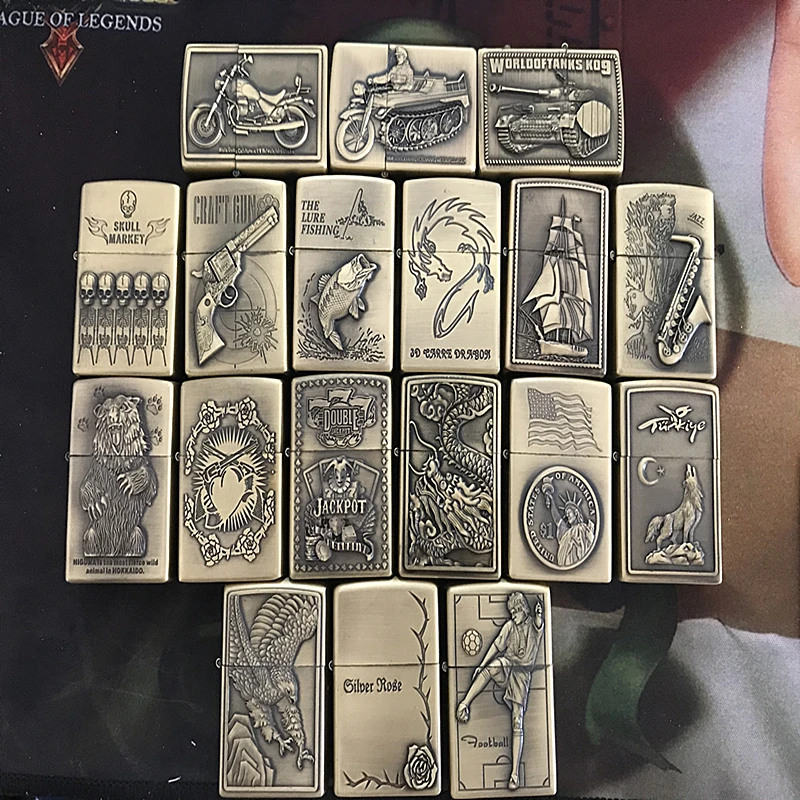 1pc Random 1 шт. Dragon Emboss металлическая многоразовая ветрозащитная Зажигалка на керосин для курения Винтажный стиль колеса масляная Зажигалка гаджеты для мужчин - Цвет: 1pc Random