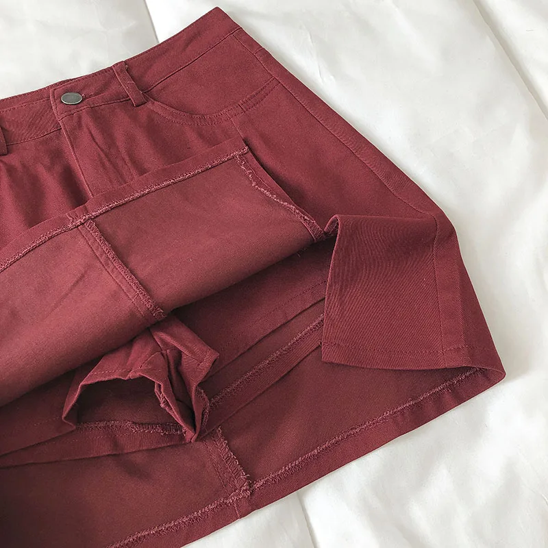 

ZHISILAO New High Waist A-line Skirt Women Vintage Solid Mini Denim Skirt Jeans Split Straight Skirt Sexy Summer 2021 Chic