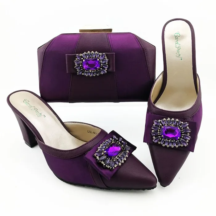 Purple Бирюзовый цвет, лето, дизайн, итальянский комплект из туфель и сумочки, женские вечерние туфли в нигерийском стиле и сумочка для королевских вечеринок - Цвет: Purple