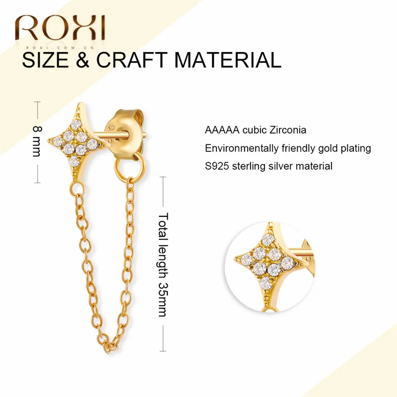 ROXI модные радужные Подвески с фианитом Висячие серьги для женщин Moon Star Boho ювелирные украшения для свадьбы серьги из стерлингового серебра 925 пробы
