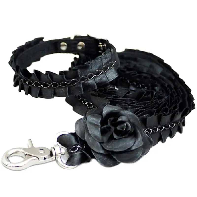Free Shipping Princess Camellia Lace Adjustable Dog Collar Leash Pet Accessories Collier Yorkie Poodle Maltese Walking Holiday | Дом и сад