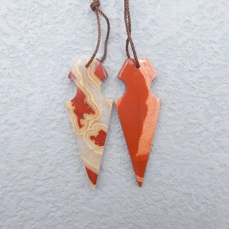 2 шт. натуральный камень красная речная яшма подвесные бусины ручной работы 43x16x4