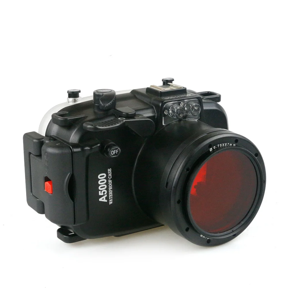 40 м 130 футов Водонепроницаемый подводный чехол для камеры sony A5000 16-50 мм+ алюминиевая ручка для дайвинга+ 67 мм красный фильтр