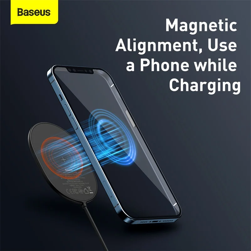 baseus slim magnetic wireless charger pad 15w pd fast charging for iphone 12 pro max 360 degree rotation wireless phone charger free global shipping