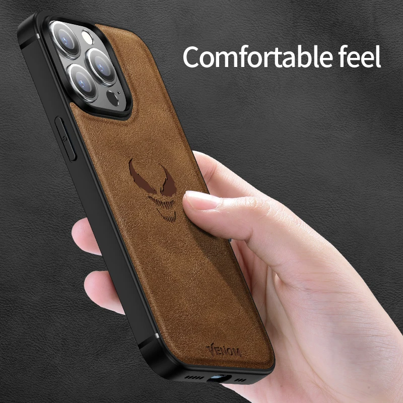

Hyso модный защитный бампер для объектива искусственная кожа для iPhone 13 Pro Max Mini задняя крышка для мобильного телефона Fundas Shell