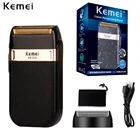 Электробритва Kemei для мужчин, Водонепроницаемая бритва с двойной сеткой, зарядка через USB, триммер для парикмахера