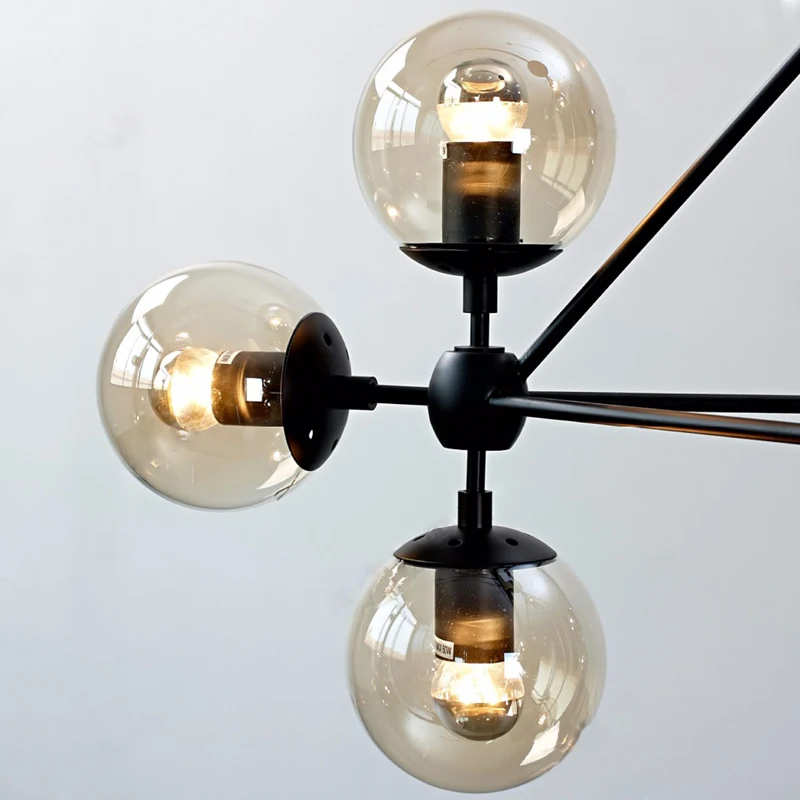 

Magic Bean Led Pendant Lights Black Round Glass Ball Hanging Lamp For Bedroom Living Room Decoration Luxury Home Decor Lights