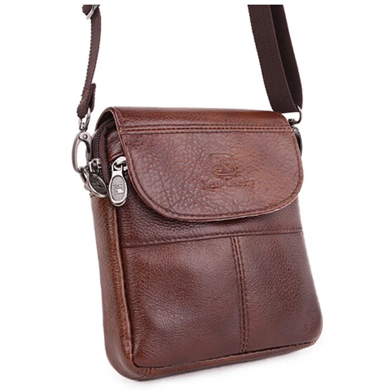 Винтажная коричневая мини сумка из натуральной кожи мужская коровьей мужские