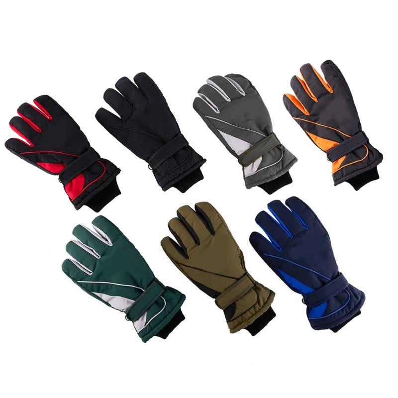 Men Winter Non Slip Ski Gloves Elastic Waterproof Full Finger Gloves Casual Fleece Lining Warm Riding Gloves for Outdoor Sport