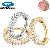 g23titanium piercing hoop earrings hinge clicker septum segment helix tragus double row zircon ear clips body perforated jewelry