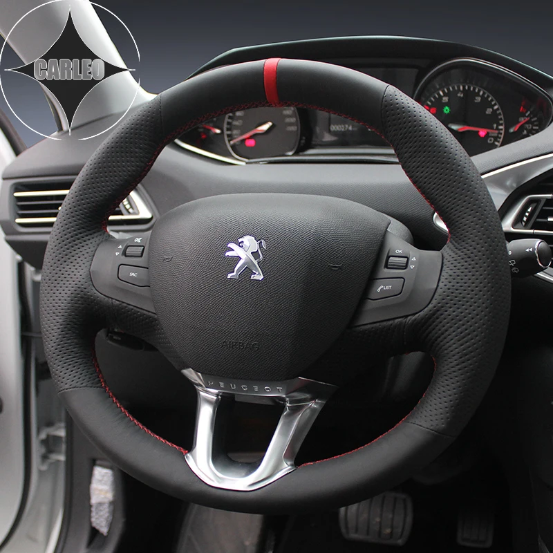 Car Steering Wheel Cover for Peugeot 206 207 307 3008 408 508 RCZ Genuine Suede Leather Stitching Handmade Customized Holder