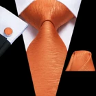 Hi-Tie мужской галстук набор оранжевый плед роскошные шелковые свадебные галстуки для мужчин новый модный дизайн качественный носовой платок запонки набор Прямая поставка