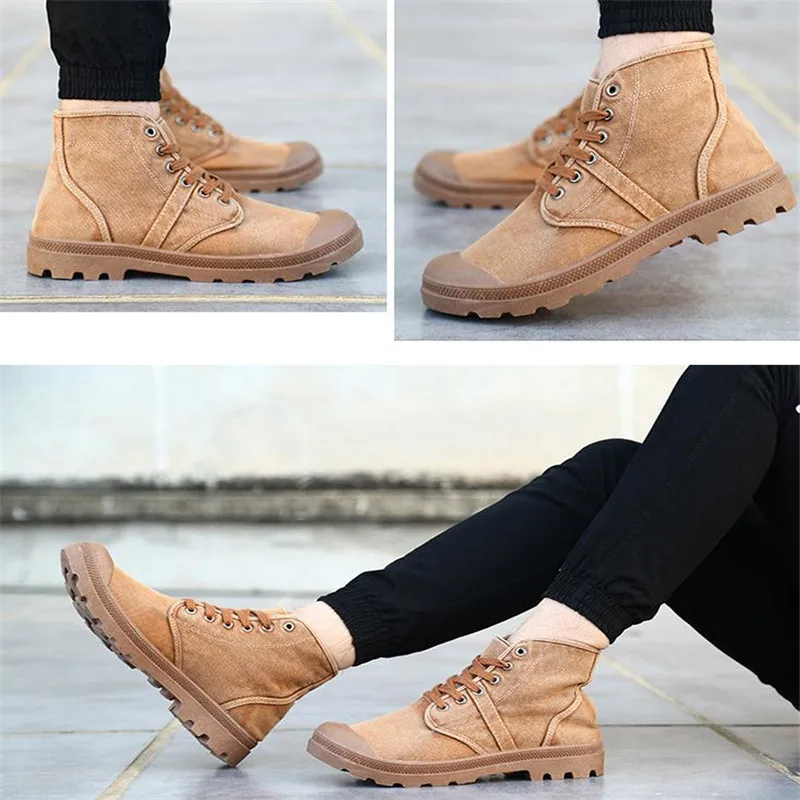 Туфли мужские высокие из денима на шнуровке повседневные износостойкие