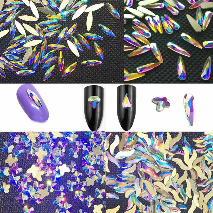 50 шт. модные стразы с кристаллами AB 3D искусство ногтей Женская необычная форма