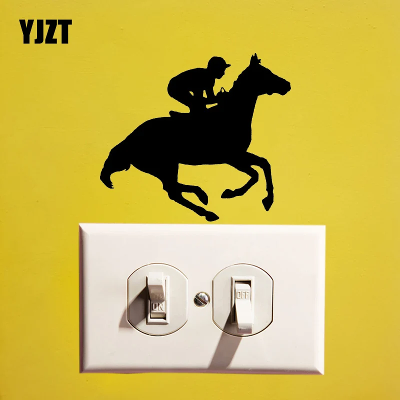 

YJZT Horse Racing Vinyl Decal Living Room Decor Cartoon Pattern Wall Switch Sticker S19-0220