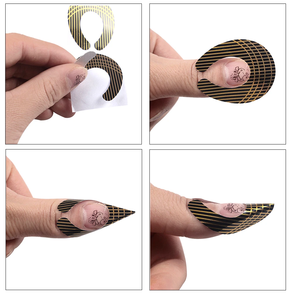 Finger Angel 50/100/500 шт. форма ногтей советы Золотой Нейл-арт руководство U Форма УФ-гель Tipps расширение французский Сделай Сам Маникюрный Инструмент W005