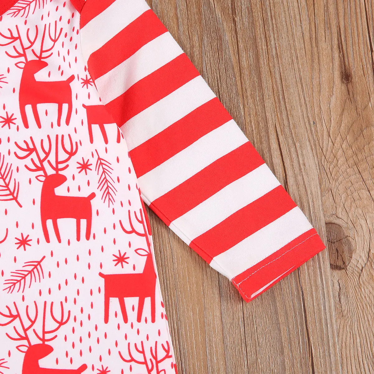 Детский Рождественский комбинезон с принтом оленей длинными рукавами и круглым