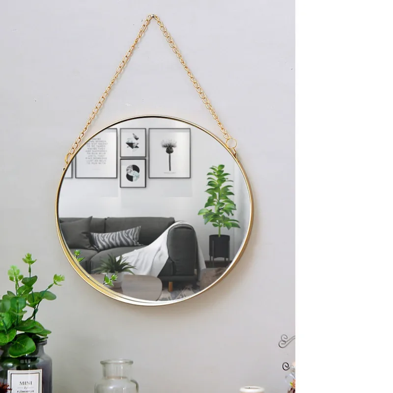 Зеркало подвесное туалетное зеркало для душевой комнаты Северная Европа Золотое