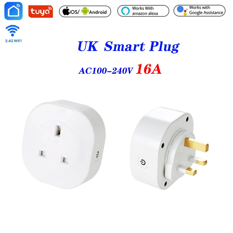 16A Tuya Wi-Fi умная розетка с разъемом UK Plug дистанционное управление работа для Alexa Google