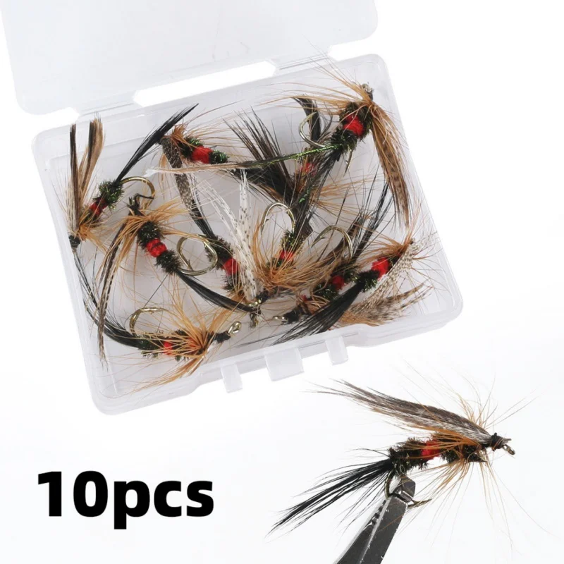 

10Pcs Insects Flies Fly Fishing Lures Bait High Carbon Steel Hook Fish Tackle With Super Sharpened Crank Hook