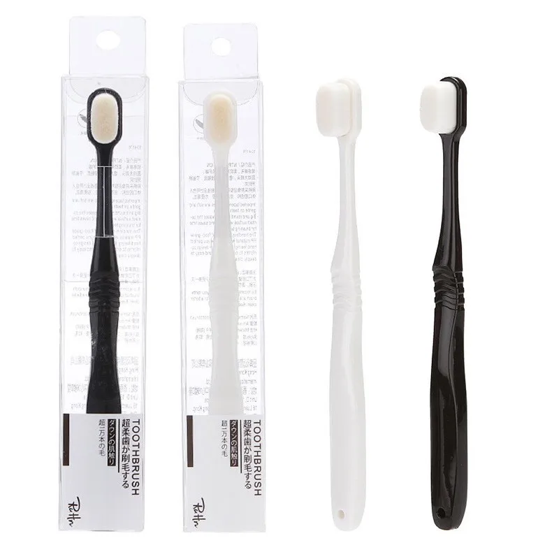 Ультратонкая зубная щетка Micro nano Hair черная/белая с супермягкой щетиной для