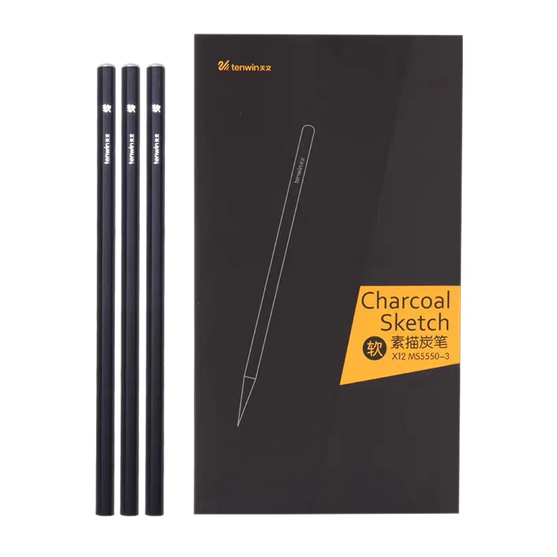 

tenwin 12Pcs/Set Drawing Pencil Set Wooden Professional Art Supplies Sketch Charcoal Pencils Art Painting Stationery