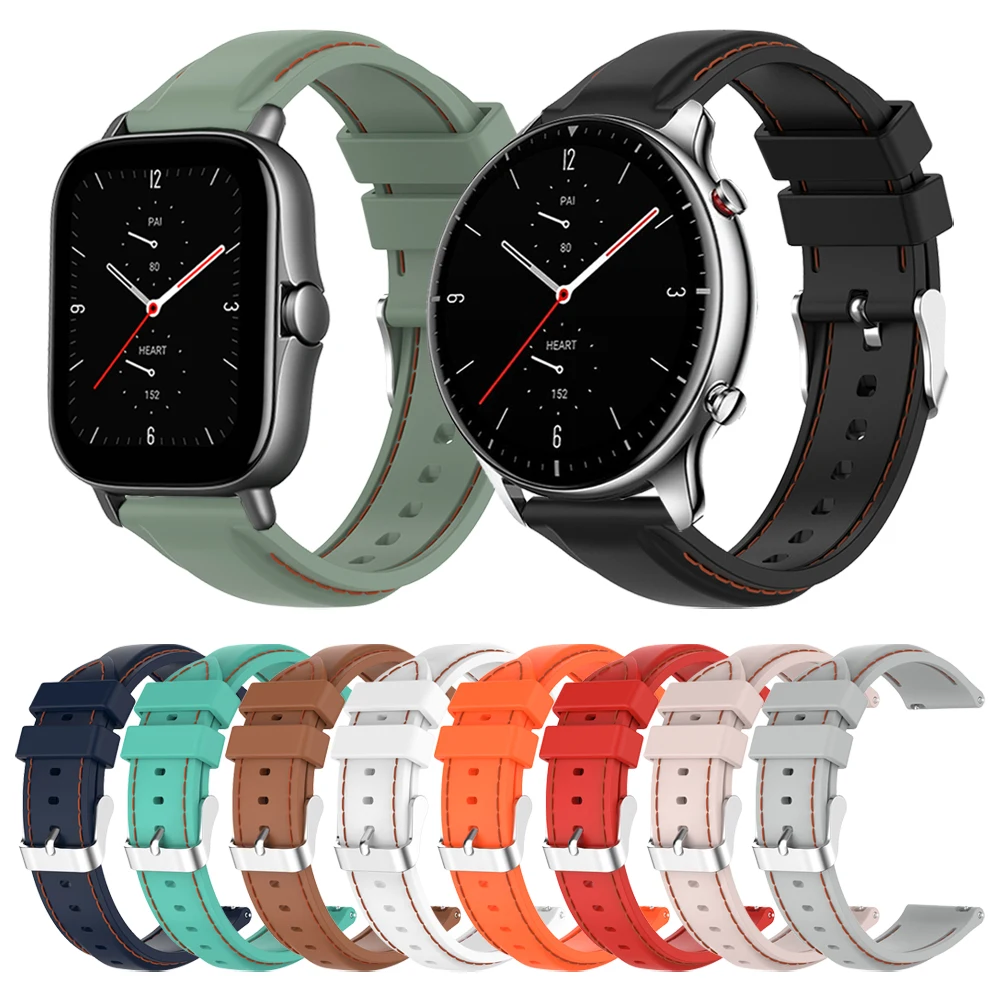 

Suture silicone strap For Xiaomi Huami Amazfit GTR 2 / GTS2 mini 2e Band For Amazfit Stratos/GTR 47MM/Bip S/U Watchband Bracelet