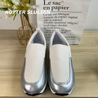 Кроссовки женские без шнуровки, Вулканизированная подошва, спортивные лоферы, однотонная обувь