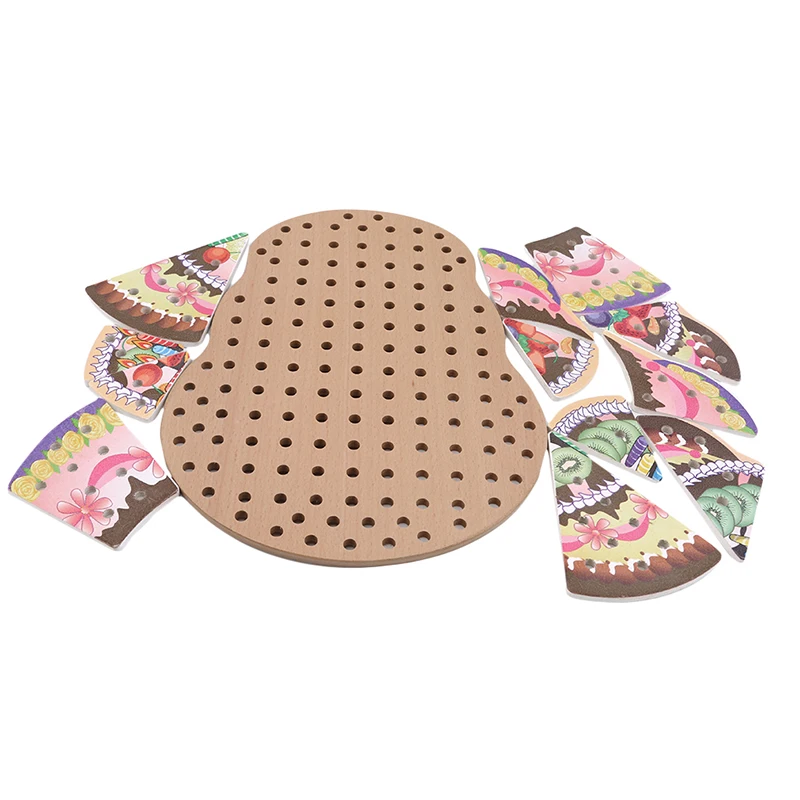 Монтессори ранняя развивающая игрушка шнуровка доска Дети Деревянный Торт