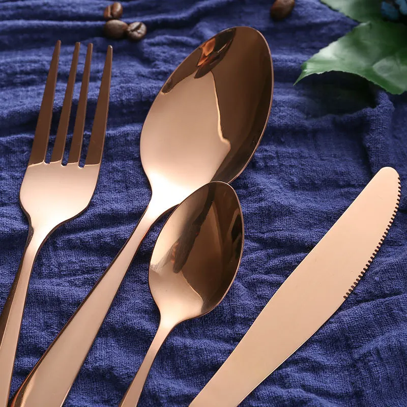 Розовое золото подставка для ножей и вилок из нержавеющей стали ложка Western