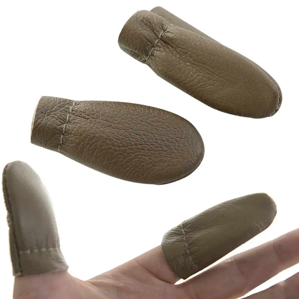 

1 Pair Hand Cow Leather Thick Tough Craft Thumb Index Finger Sleeve Thimble Protector ALI88