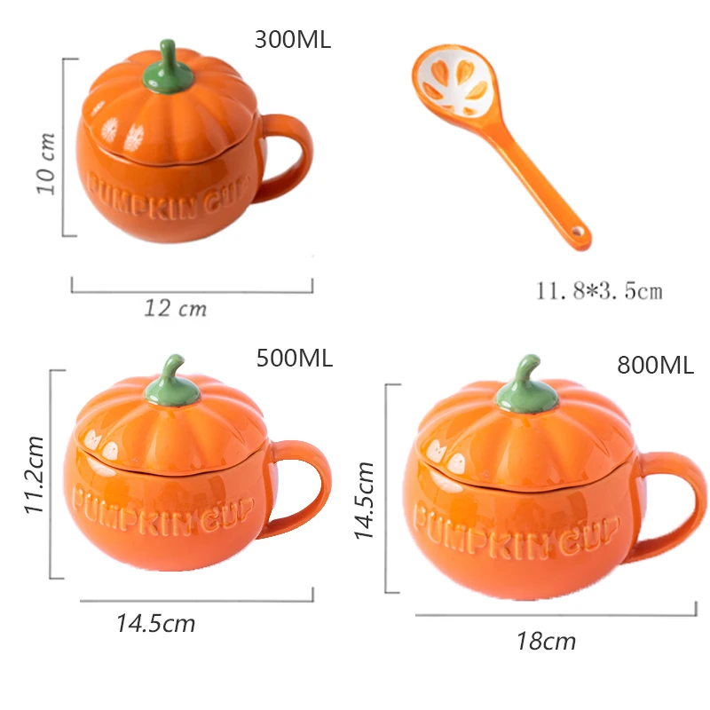 

Pumpkin Ceramic Water Mug Large Capacity Home Coffee Cup Breakfast Mug Oatmeal Yogurt Cereal Cup Halloween Decoration Bowl
