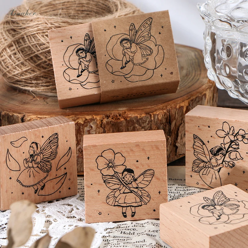 XINAHER Vintage Flower Fairy mushroom stamp DIY wooden rubber stamps for scrapbooking stationery standard | Дом и сад