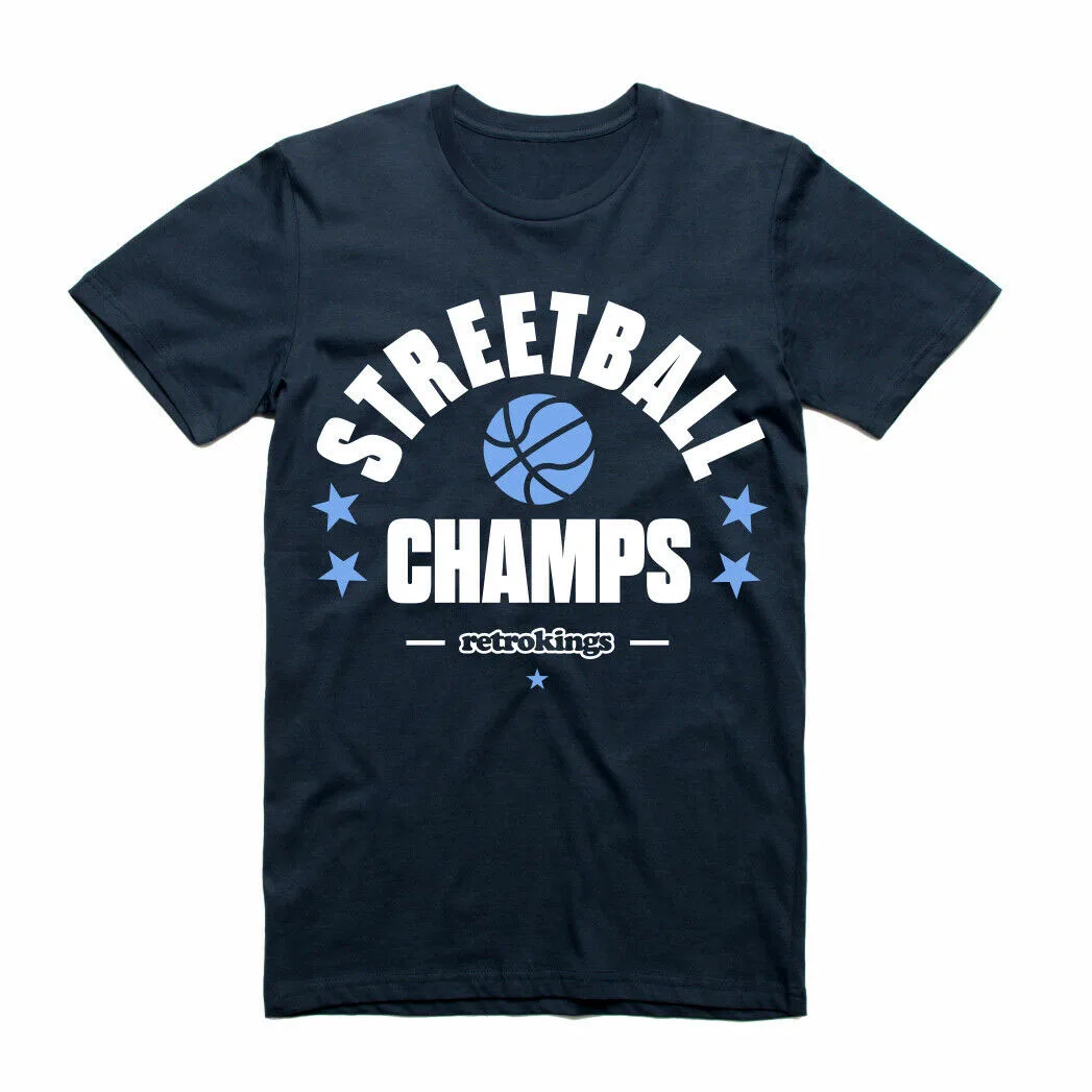 Новая футболка в стиле ретро Kings STREETBALL CHAMPS AJ1 UNC OBSIDIAN темно синяя для мужчин и