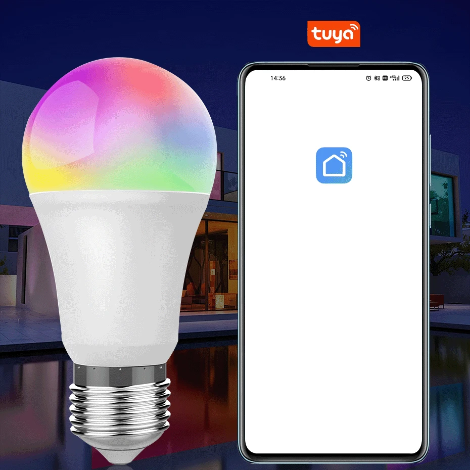 Умная лампа CBE Tuya Яндекс Алиса управление 9 Вт E27 WiFi Светодиодная RGB освещение