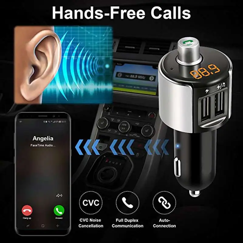 Автомобильный FM-передатчик Bluetooth 5 В/3 4 А зарядное устройство с двумя USB-портами