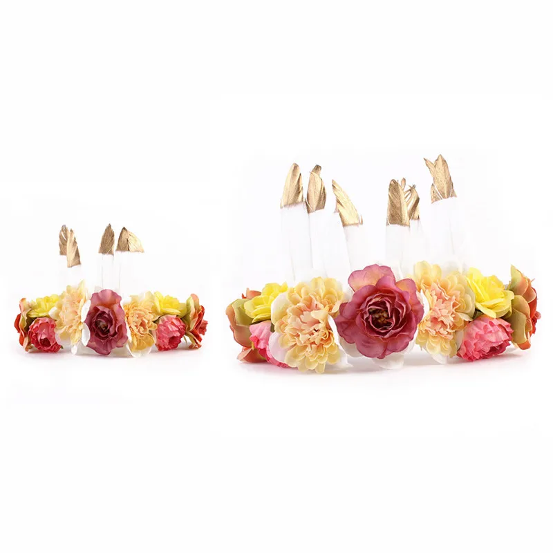 2 шт./компл. головной убор с перьями и цветами для мамы ребенка вечерние головные