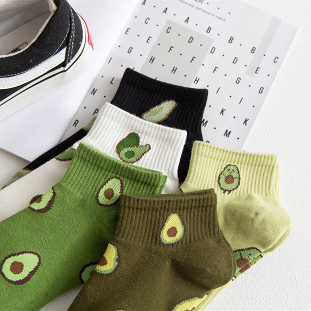 Модные женские носки хлопковые цветные зеленые Авокадо Фрукты Харадзюку Женские