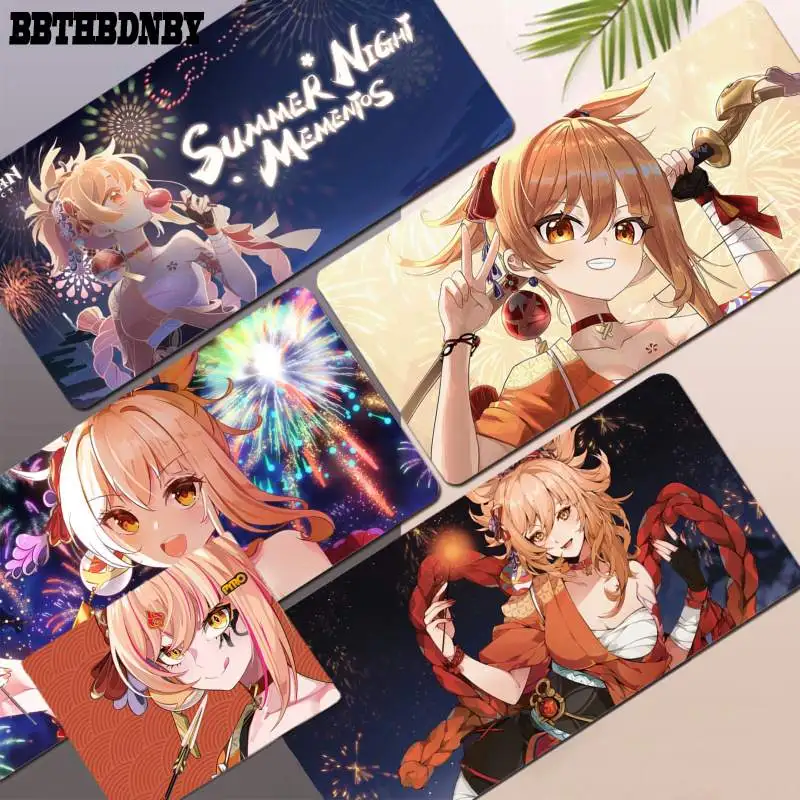 

BBTHBDNBY Genshin Impact Yoimiya Your Own Mats Silicone large/small Pad to Mouse pad Game Size for Deak Mat for overwatch/cs go