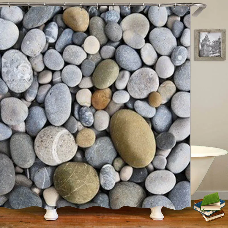 Забавные 3D галечные камни занавески для ванной Новинка Современные Мраморные