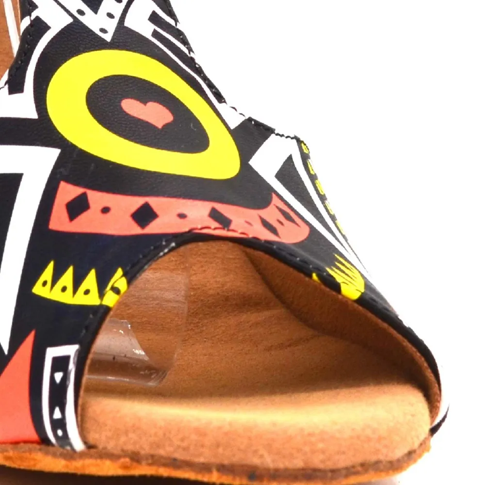 Evkoodance Fashion Ladies Shoes Red PU Leather Latin Salsa Ballroom 3' Heel Sexy Dance Shoes Women