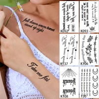 6pcslot waterproof temporary tattoo sticker arabic english letter crown black flash tatoo woman wrist body art fake tatto man