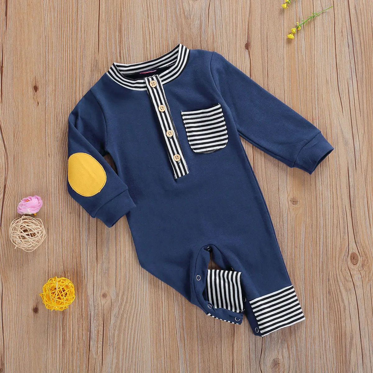 

Imcute Baby Boys Jumpsuit Long Sleeve Rompers Striped Baby Clothes Costume Baby Girl Romper Infant Winter Clothes