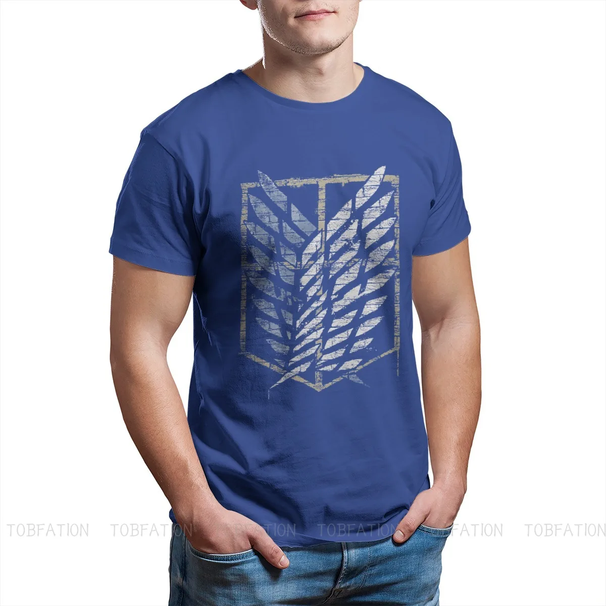 

Men Clothing Attack on Titan Titans Anime Television Series Homme T-Shirt AOT Scout Emblem Graffiti Men Fashion Short Sleeve