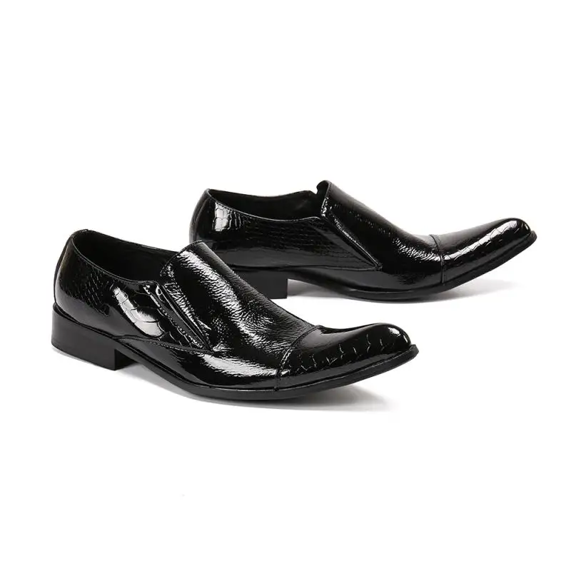 Туфли мужские из лакированной кожи Роскошные с пряжкой заостренный носок для