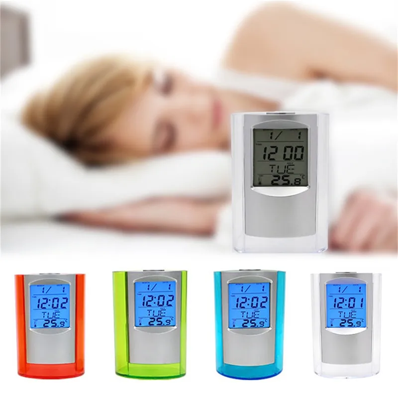 LOOZYKIT 2 в 1 цифровой будильник и настольный карандаш ручка держатель Fuction Календарь