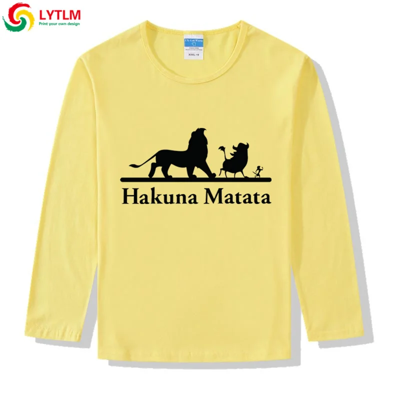LYTLM Hakuna Matata/футболка Roi Lion/футболки для мальчиков, детские футболки реглан для маленьких девочек, Детская футболка с длинными рукавами с изображением короля льва для мальчиков - Цвет: CX LYCRA Maize