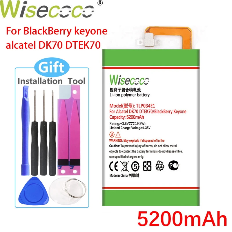Батарея WISECOCO 5200 мАч TLP034E1 для BlackBerry keyone Alcatel DK70 DTEK70 мобильный телефон + номер