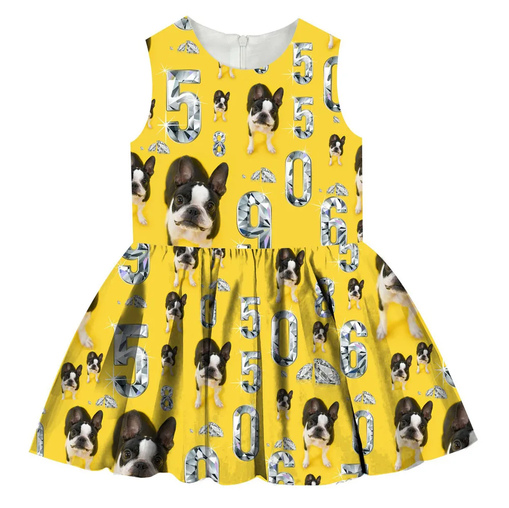 Платья для девочек Новая красивая детская одежда с принтом праздничная