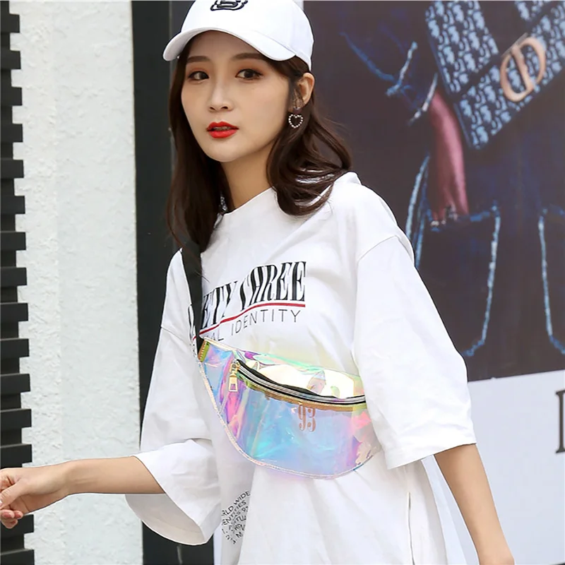 Сумка поясная Женская голографическая полупрозрачная с лазерной голограммой |